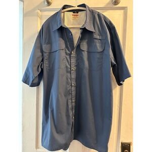 Wrangler Authentics Mens Blue Short Sleeve Fishing Utility Shirt XLT Mesh Back